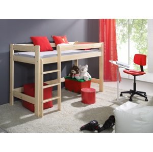 MebloBed Postel Laura 80x180 cm (Š 87 cm, D 190 cm, V 115 cm), Bílý akryl, Bílý akryl, 1 ks hlavní matrace, žebřík na levé straně