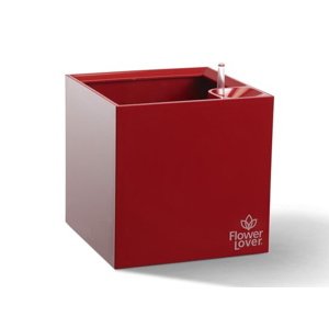 Plastkon Samozavlažovací květináč Cubico 33x33x33 cm, červený