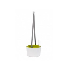 Plastia Samozavlažovací závěsný květináč Berberis 26 cm, bílá / zelená