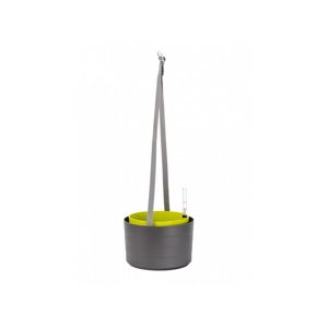 Plastia Samozavlažovací závěsný květináč Berberis 30 cm, antracit / zelená