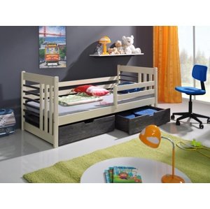 MebloBed Postel Otýlie 80x180 cm (Š 87 cm, D 190 cm, V 80 cm), Bílý akryl, Růžový akryl, 1 ks hlavní matrace, zábranka vlevo
