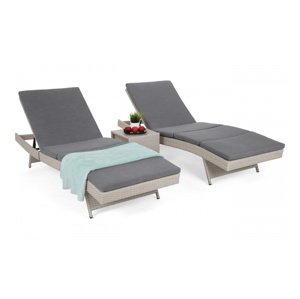 Home&Garden Sestava lehátek Bora Bora White / Grey + stolek