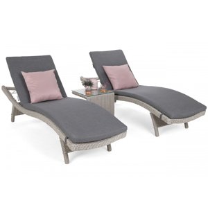 Home&Garden Sestava lehátek Marbella White / Grey + stolek