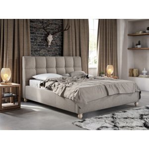 Comforteo Postel Aston 180x200 cm, zvýšené čelo 120 cm, verze standard, s úložným prostorem + zvedací rošt, F4 nožky chrom, Loris 38
