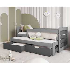 MebloBed Postel Tomáš II 90x200 cm (Š 97 cm, D 208 cm, V 77 cm), Buk, Buk, bez matrací, zábranka vlevo