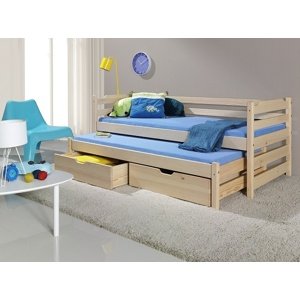 MebloBed Postel Martin 90x200 cm (Š 97 cm, D 208 cm, V 77 cm), Bílý akryl, Bílý akryl, 2 ks matrace (1 ks hlavní + 1 ks přistýlka)