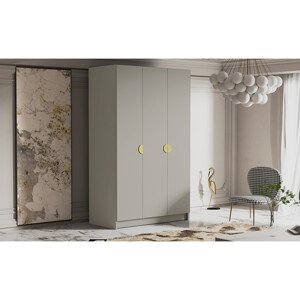Šatní skříň CAMON 150 cm - béžová/zlaté úchytky
