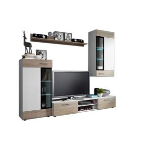Obývací stěna ODYS bílá/dub sonoma LED Osvětlění:
