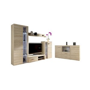Obývací stěna s komodou OLIMP dub sonoma LED Osvětlění: