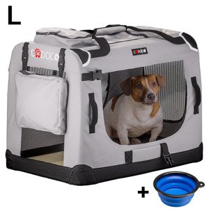 Přenosná taška pro psa L 70x52x52cm - šedá