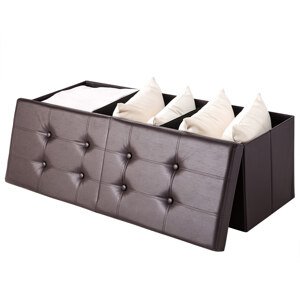 Úložný box se sklopným víkem hnědá - 115x38x38cm