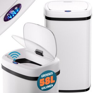 Bezdotykový odpadkový koš 58l – bílý/krémový