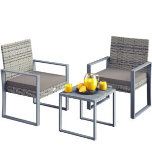 Ratanový balkonový set 1+2 - šedý