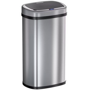 Bezdotykový hranatý odpadkový koš s USB 50l - stříbrný