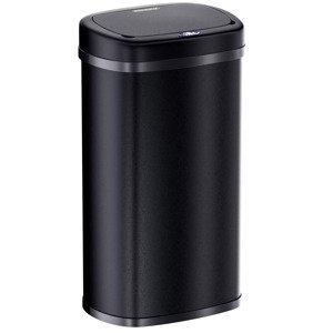 Bezdotykový hranatý odpadkový koš s USB 50l - černý