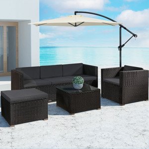 Zahradní ratanový set Punta Cana L - černý/antracit podušky