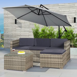 Zahradní ratanový set Punta Cana M - šedý/antracit podušky