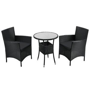 Balkónový set Bayamo - černý + šedé podušky