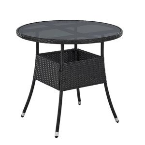 Ratanový kulatý stůl Yoro Ø80 cm - černý